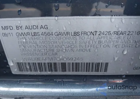 2012 Audi A3 2.0T Premium from USA, damaged, VIN WAUBEAFM7CA059245